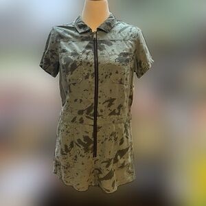 Obey Army Green Camo Zip-Up Romper Size L
